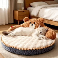 Canapé-lit pour animaux de compagnie de luxe de qualité supérieure en forme d'ours, lit pour chat chaud toutes saisons, nid douillet pour chien en peluche, mobilier pour animaux de compagnie de haute qualité, vente en gros
