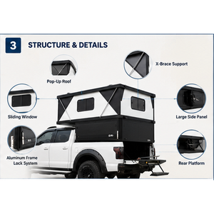 TP07W Tenda da Tetto per Camion con Porta in Vetro Temperato, Guscio per Camper con Finestre Panoramiche - Product Image 3