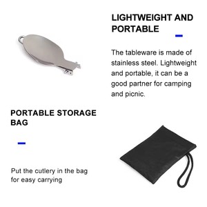 Juego de Cubiertos Plegables de Acero Inoxidable de 3 Piezas, Portátiles, Ecológicos, para Acampar al Aire Libre, Viajar, Hacer Picnic, Cuchara, Tenedor, Cuchillo - Product Image 4