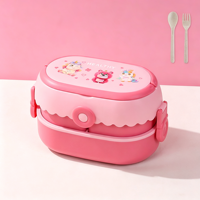 Nouvelle boîte à lunch pour micro-ondes, pour les travailleurs de bureau, en plastique alimentaire scellé, boîte à lunch double couche à motif de dessin animé