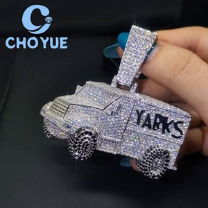 New Trend Iced Out Car Jewelry 925 <b>Silver</b> GRA VVS Moissanite Men Pendant Necklace Hip Hop <b>Charm</b> Pass Diamond Test with GRA - Product Image 3