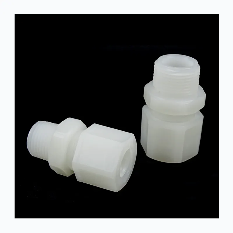 Pvdf Buis Fitting Adapter Male China Fabriek Pvdf Dubbele Adereindhulzen Compressie Male Connectoren Plastic Joint