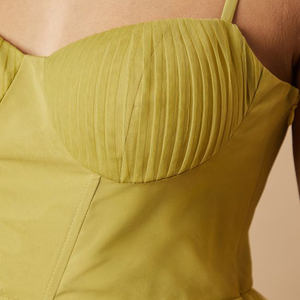 מותאם אישית בכמויות קטנות שמלת ערב צהוב חרדל נשים עם פרטים עדינים - Product Image 5