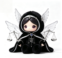 Figurine Magique Ange du Zodiaque Libra Personnalisée OEM en PVC et ABS avec Cape en Peluche Douce et Moelleuse, Boîte Mystère Constellation, Jouet Artistique