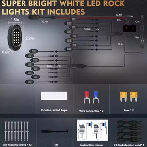 Cao cấp thiết kế màu trắng tinh khiết xe ánh sáng độc đáo 12 vỏ màu trắng tinh khiết dẫn ánh sáng đá Kit undercar Đèn trang trí - Product Image 6