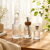Bouteille d'arôme en verre transparent à nervures verticales, 40ml, 80ml, 150ml, flacon vide pour diffuseur à bâtonnets, pour le stockage de parfum d'intérieur - Meilleures ventes