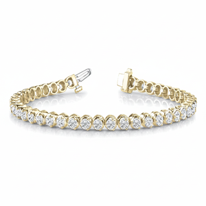 Real Natural Diamond Round Shaped Single Prong Tennis Bracelet for Women in 14kt Yellow <b>Gold</b> - Product Image 2