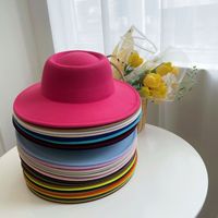 Chapeaux en laine à large bord de couleur unie décontractés pour les fêtes en plein air chapeau Fedora rétro taille adulte vente en gros