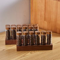Kaffeebohnen ausgabe Reagenzglas Glas Walnuss Display Rack Set