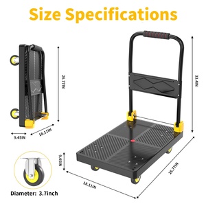 Carro de empuje Dolly Carro de plataforma plana de servicio pesado plegable con ruedas giratorias de 360 grados para moverse en camión de comida y remolque - Product Image 5