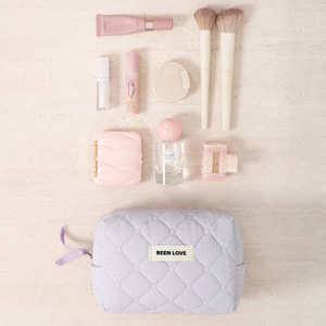 Been Love <b>Makeup</b> Bag Cream Quilted Portable Cosmetic <b>Case</b> For Travel Toiletries - Product Image 4