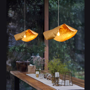 Lampadari in Rame <span class=keywords><strong>a</strong></span> Foglia di Loto Stile Americano <span class=keywords><strong>Paralume</strong></span> in Ottone Martellato <span class=keywords><strong>Lampada</strong></span> <span class=keywords><strong>a</strong></span> <span class=keywords><strong>Sospensione</strong></span> per Isola Cucina - Product Image 3