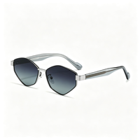 Lunettes de soleil géométriques hexagonales en métal A20064 pour femmes et hommes, verres PC polygonaux fins, branches en acétate, protection UV400