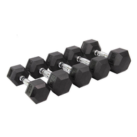 Équipement de musculation pour la maison et les salles de sport commerciales, vente en gros, haltères hexagonaux durables recouverts de caoutchouc personnalisés