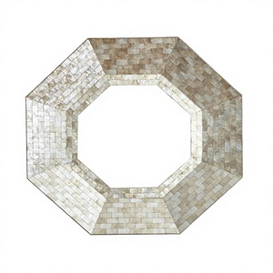 High Quality Capiz <b>Shell</b> Hexagon <b>Mirror</b> Bathroom & Dining Room Decor Customizable Size & Color Minimalist Handmade Wall Mounting - Product Image 1