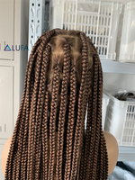 Perruque complète sans colle LD004, marron clair, style bohème, tresses à 3 brins, cheveux bouclés, pour femmes noires, confort naturel, légère
