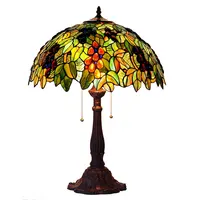 HITECDAD - Retro Tiffany Table Lamp, Antique Stained Glass