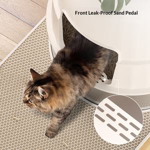 Bac à litière pour chat <span class=keywords><strong>de</strong></span> style <span class=keywords><strong>pot</strong></span> <span class=keywords><strong>de</strong></span> fleurs, construction en ABS et acier inoxydable, extra large, entièrement fermé, désodorisant, anti-odeurs - Product Image 4