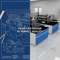 Mesa de Laboratorio Personalizada - Banco de Laboratorio Moderno de Acero y Madera con Superficie Fenólica, 2 Cajones, Resistente a Químicos, con Fregadero Superior