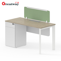 Bureau de travail linéaire minimaliste avec armoire à tiroirs verrouillable, station de travail modulaire en MFC de qualité E0 pour bureau à aire ouverte