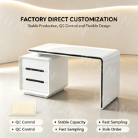 Bureau d'ordinateur de style moderne, blanc brillant, pour le bureau, la maison, en bois, bureau d'étude, bureau d'ordinateur