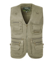 Tronyond Gilet de Chasse et Pêche d'Extérieur pour Homme, en Coton Orange Multi-Poches, Sans Manches, Respirant, pour Photographie Sportive