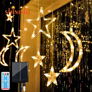 Navidad estrellas Luna cortina cadena luces LED decoración de la habitación festiva iluminación cadena luces