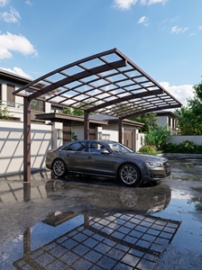 Modern Aluminum Carport Flat <b>Roof</b> Powder Coated Frame Single Car Parking Shelter Durable Outdoor <b>Canopy</b> - Product Image 6