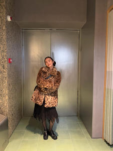 <span class=keywords><strong>Abrigo</strong></span> de Mujer, Estampado de Leopardo, Ajustado, de Spandex/Poliéster, Largo Medio, Ecológico, con un Solo Botón, Estilo Vintage, Cálido para Invierno 2026 - Product Image 5