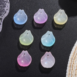 Glass Flower Beads For Jewelry Making Spring 2024 Yiwu Origin Orchid Pattern <b>Shell</b> Bone Coral Material Plating Treatment - Product Image 4