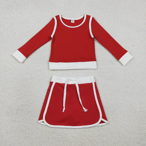 Nuevo Conjunto de Ropa de Yoga para Niñas, Top Rojo de Manga Larga, Falda y Pantalones Cortos - Product Image 2