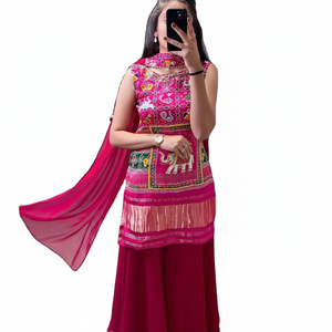 Costume Palazzo imprimé dernier designer Pure Gaji Silk Hand Work par Fab Zone - Product Image 1