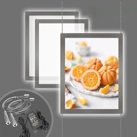 Kotak Menu Restoran LED A2 A3 A4 yang Dipasang di Dinding, Papan Menu Tahan Air dengan Lampu LED untuk Menampilkan Poster Makanan