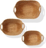 Paniers de rangement multifonctionnels pour bateau avec poignées - Organisateurs en jacinthe d'eau naturelle tressée pour couvertures, chambre à coucher