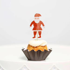 902138 Bâtonnets en papier Père Noël de <span class=keywords><strong>10</strong></span> cm de haut pour centre de table de Noël, cupcakes et desserts, décoration de fête - Product Image 2