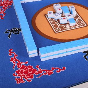 Tapis de Mahjong GUSTARIA 31,5 pouces en bambou <span class=keywords><strong>bleu</strong></span> avec sac de transport pour 3 dés, portable, antidérapant, réduction du bruit, pour cartes de poker et tuiles de jeu - Product Image 5