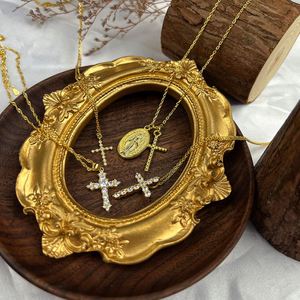 Dylam Trendy Layering Christianity Catholic Virgin Mary Pendant Dainty <b>Chain</b> 925 Sterling Silver Beaded <b>Cross</b> Custom Necklaces - Product Image 3