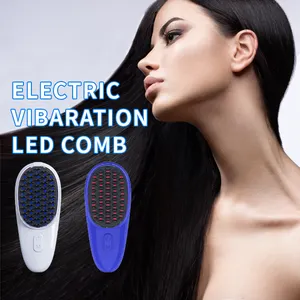 Hair Beauty Home Use Vibration Head Massage Red Blue Light Electric Massage Comb Instrument Hair Scalp Massager Comb