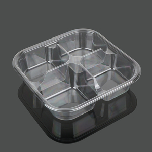 Hengmater Disposable <strong>Large</strong> Fruit 4 Compartment Food Cheap <strong>Plastic</strong> <strong>Tray</strong> with Lid - Product Image 3
