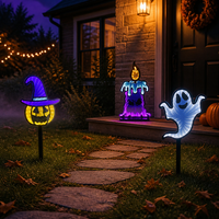 HSH LED Décoration de Jardin d'Halloween : Chapeau de Sorcière, Citrouille Jack-O'-Lantern, Miroir Infini, Alimentation USB
