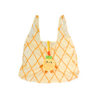Sac de courses pliable en peluche ananas mignon avec logo personnalisé, réutilisable, écologique, cadeau promotionnel, breloque de sac en peluche
