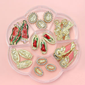 21 pz/scatola lega mista vergine maria di pietre preziose unghie di lusso lucido 3D <span class=keywords><strong>San</strong></span> Judas Nail charm fai da te punte per Manicure ZB68 - Product Image 3