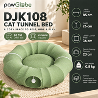 Lit tunnel rond pour animaux de compagnie, pour chats et chiens, bleu 65 x 26 cm sans coussin ou vert 85 x 26 cm avec coussin, tissu en coton, nid pour animaux de compagnie