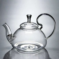 Théière en Verre Grande Capacité Résistante à la Chaleur en Borosilicate Élevé avec Bouilloire à Eau Froide Couleur Champagne pour Usage Domestique