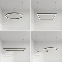 Luminaire linéaire suspendu en aluminium RONSE Nordic Modern Design Dali Dimming 5075, profilé en S courbé, pour plafond.