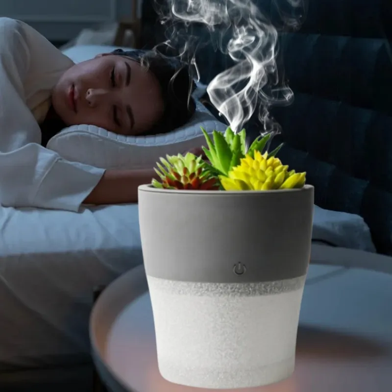 무료 샘플 휴대용 방 H2O 스프레이 공기 청정기 Luftbefeuchter 식물 7 색 LED USB 초음파 가습기