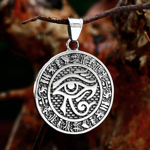 Colgante de ojo de <span class=keywords><strong>Horus</strong></span> egipcio de acero inoxidable 316L para hombre, <span class=keywords><strong>amuleto</strong></span> egipcio, colgante redondo para hombre, joyería clásica, novedad de moda de 2017 - Product Image 6