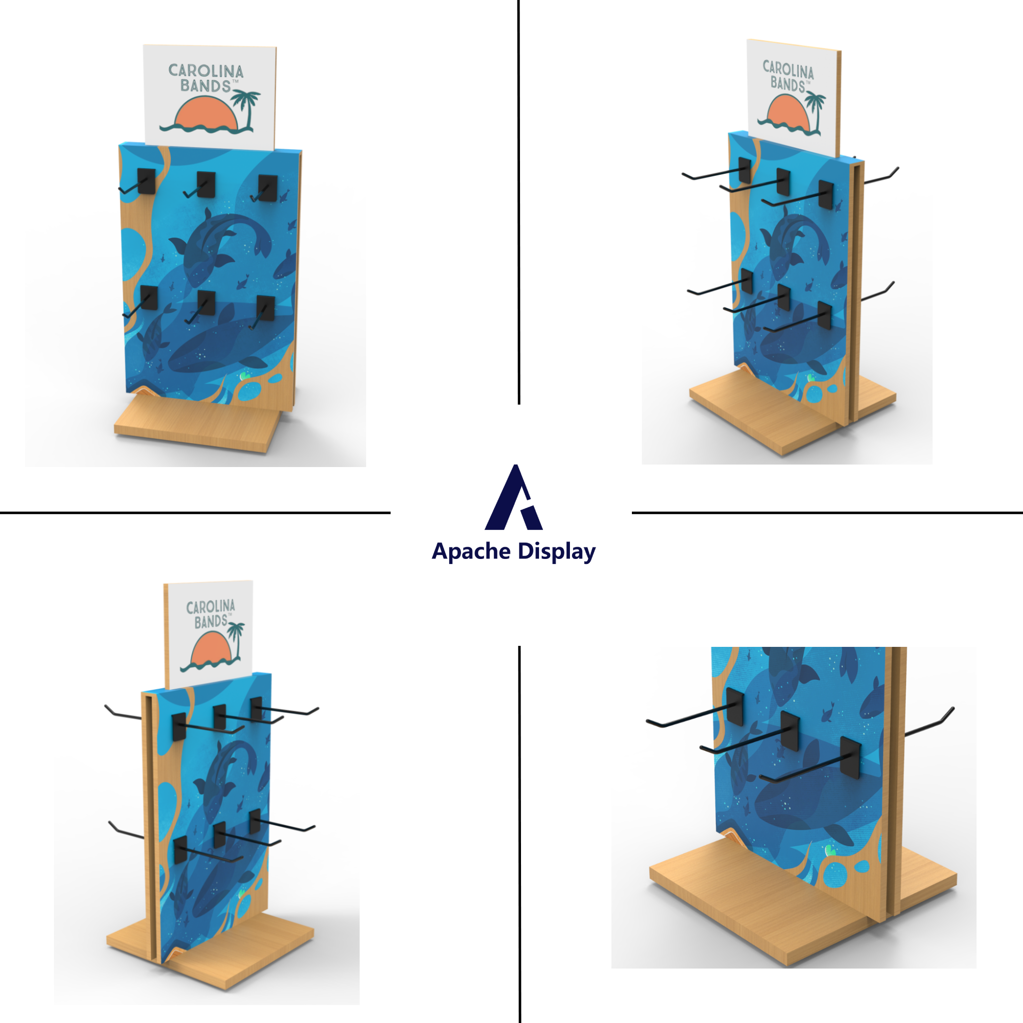 Customized Sturdy Rotating Bracelet Display Stand with Hooks for Gift Shops, Jewelry Stores Ocean Beach Themes Shelves — view 3
