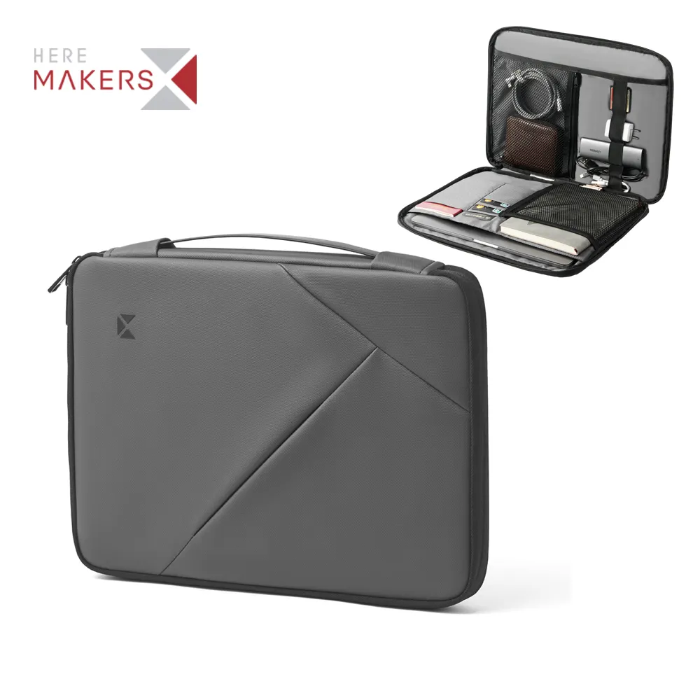 नई आगमन थोक कस्टम व्यापार यात्रा अटैची निर्माता उच्च गुणवत्ता RPET काले निविड़ अंधकार लैपटॉप आस्तीन बैग मामले
