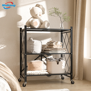 High-Capacity Metal Wheeled <strong>Storage</strong> Racks Multi-Level Foldable From Factory <strong>Source</strong>-for Household Coat Shelf Display Use - Product Image 5